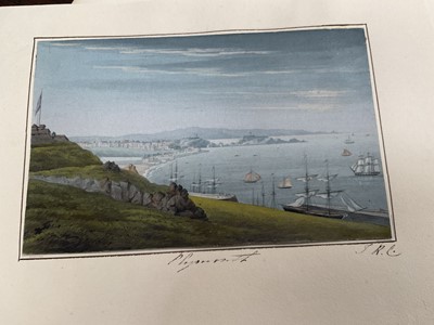Lot 943 - Thomas Remnant Charleton (1756-1849) set of four watercolours - Coastal scenes, each titled to the mounts, 10 x 15cm