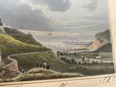 Lot 943 - Thomas Remnant Charleton (1756-1849) set of four watercolours - Coastal scenes, each titled to the mounts, 10 x 15cm