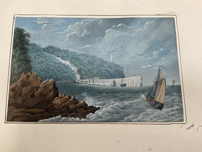 Lot 943 - Thomas Remnant Charleton (1756-1849) set of four watercolours - Coastal scenes, each titled to the mounts, 10 x 15cm