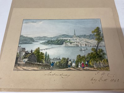 Lot Thomas Remnant Charleton (1756-1849) watercolour - Eight views of Ireland, each titled to the mount and dated 1841/42, one inscribed 'When 85 years old?', alluding to the age of the artist, each a...