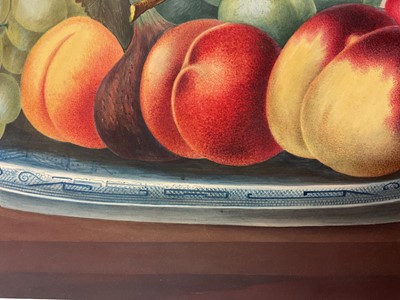 Lot Thomas Remnant Charleton (1756-1849) watercolour - Still life of fruit in a blue and white dish, 25 x 35cm
