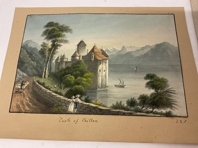 Lot Thomas Remnant Charleton (1756-1849) seven various continental scene watercolours, the largest depicting lake Lugano, 11 x 17cm