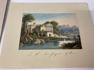 Lot Thomas Remnant Charleton (1756-1849) seven various continental scene watercolours, the largest depicting lake Lugano, 11 x 17cm
