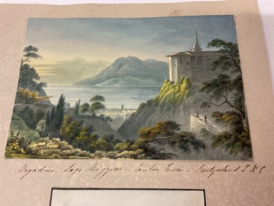 Lot Thomas Remnant Charleton (1756-1849) seven various continental scene watercolours, the largest depicting lake Lugano, 11 x 17cm