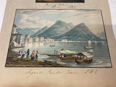 Lot Thomas Remnant Charleton (1756-1849) seven various continental scene watercolours, the largest depicting lake Lugano, 11 x 17cm