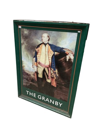 Lot 295 - Greene King Pub sign for "The Granby", 122 x 91cm overall.