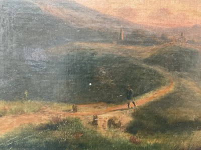Lot 216 - Alexandre le Bihan (1837/9-1924) oil on canvas, figures at the cross in a landscape