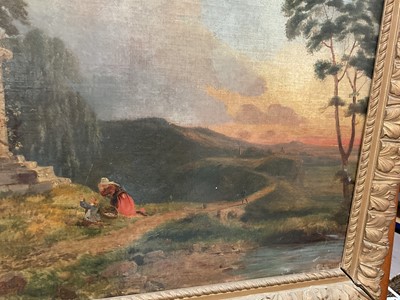 Lot 216 - Alexandre le Bihan (1837/9-1924) oil on canvas, figures at the cross in a landscape
