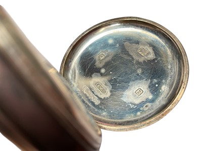 Lot 18 - 1930s J.W. Benson silver half hunter pocket watch, silver watch chain with rotating fob, Georgian silver vinaigrette and a Victorian silver brooch