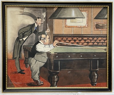 Lot 30 - Harry Rawnsley (early 20th century) set of five early 20th century watercolours of bar room subjects. By repute these illustrations were made for Boys Own magazine