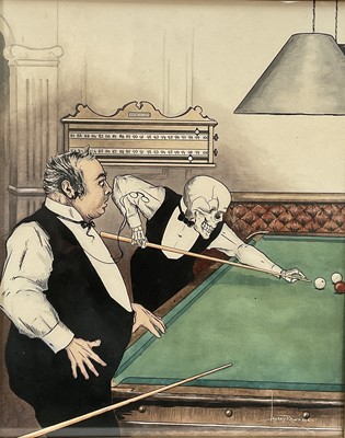 Lot 30 - Harry Rawnsley (early 20th century) set of five early 20th century watercolours of bar room subjects. By repute these illustrations were made for Boys Own magazine
