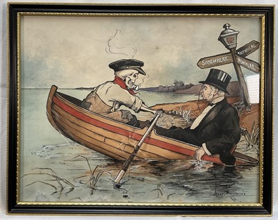 Lot 30 - Harry Rawnsley (early 20th century) set of five early 20th century watercolours of bar room subjects. By repute these illustrations were made for Boys Own magazine
