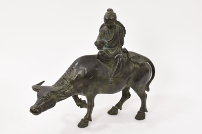 Lot 998 - 19th century Chinese bronze of a scholar on a buffalo