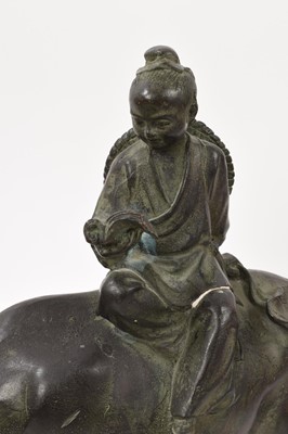 Lot 998 - 19th century Chinese bronze of a scholar on a buffalo