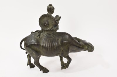 Lot 998 - 19th century Chinese bronze of a scholar on a buffalo