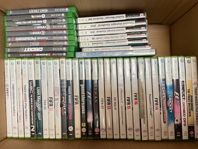 Lot 323 - Xbox One S console, Xbox One and Xbox 360 games, together with other games, DVDs, CDs etc (4 boxes)