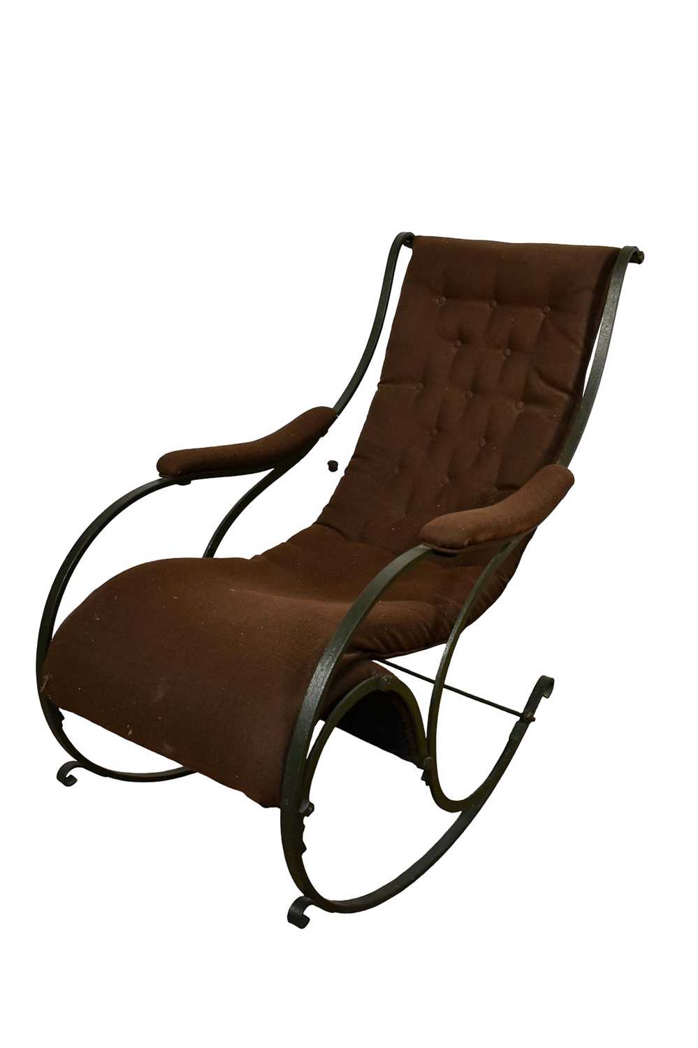 Lot 1604 - Antique iron frame rocking chair