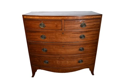 Lot 1614 - Regency mahogany and satinwood crossbanded bowfront chest of drawers