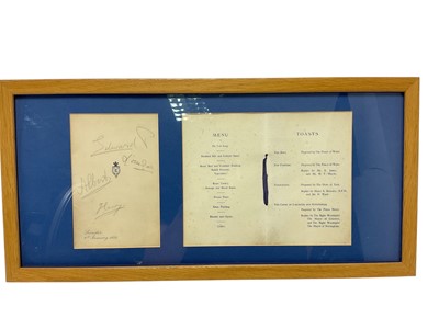 Lot 126 - Royal menu 1928 signed by the Royal Princes