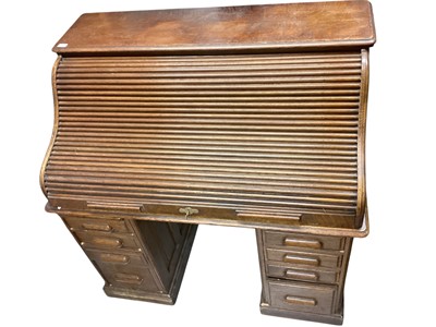 Lot 1358 - Victorian oak roll top desk