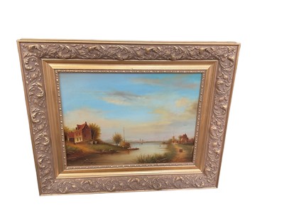 Lot 601 - Pair of continental oil landscapes in gilt frames