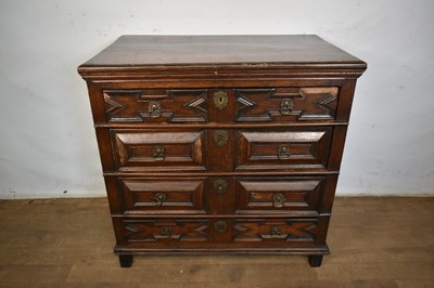 Lot 1532 - Late 17th century oak chest of drawers