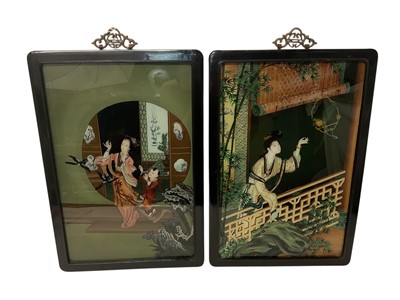 Lot 1142 - Pair of Chinese mirror paintings