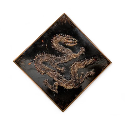 Lot 5148 - Elizabeth Lewis (1928-2014) relief wall panel depicting a Dragon, 61 x 61cm