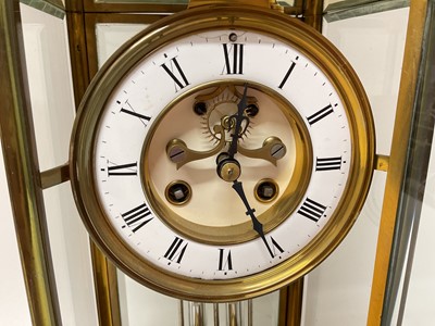 Lot 619 - French brass cased four glass mantel clock