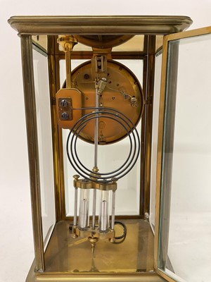 Lot 619 - French brass cased four glass mantel clock