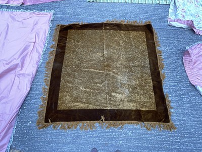 Lot 886 - Large velvet curtain, large chenille tablecloth, etc