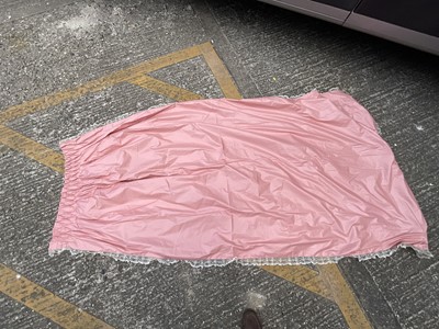 Lot 886 - Large velvet curtain, large chenille tablecloth, etc