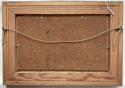 Lot 6 - John Osborne (b. 1939) oil on board - The Wagon, signed, 14cm x 24cm, framed