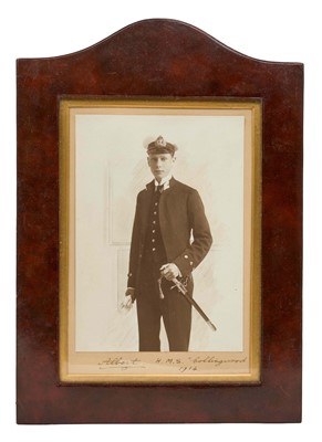 Lot 10 - H.R.H. Prince Albert (later H.M. King George VI), fine signed presentation photograph of the young Prince in Naval Mid-Shipman's uniform signed in ink' Albert H.M.S. Collingwood 1914' in original...