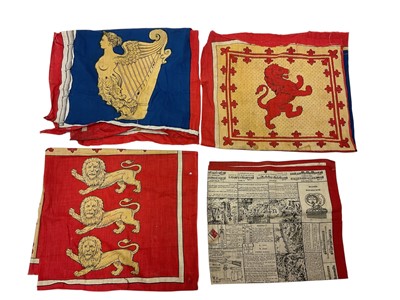 Lot 13 - Three early 20th century printed cotton Royal Standard flags and Edwardian printed military themed handkerchief (4)