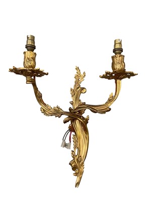 Lot 368 - Gilt metal two branch wall light with acorn and leaf decoration