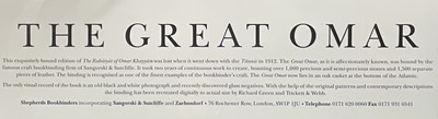 Lot 108 - The Great Omar - Rubaiyat of Omar Khayyam - print of the binding recreated by Richard Green and Trickett & Webb, 54cm x 72cm, with mount, unframed