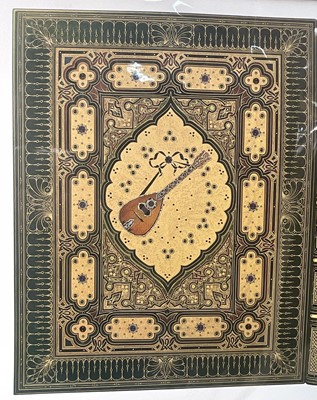Lot 108 - The Great Omar - Rubaiyat of Omar Khayyam - print of the binding recreated by Richard Green and Trickett & Webb, 54cm x 72cm, with mount, unframed