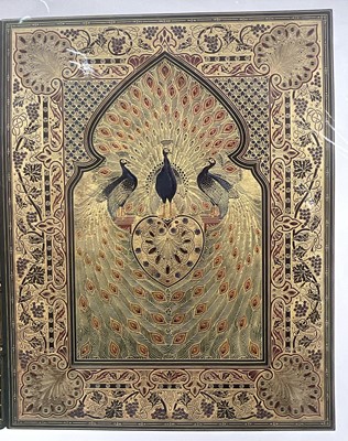 Lot 108 - The Great Omar - Rubaiyat of Omar Khayyam - print of the binding recreated by Richard Green and Trickett & Webb, 54cm x 72cm, with mount, unframed