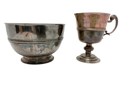 Lot 563 - Antique handmade planished ewer and bowl in the Queen Anne style