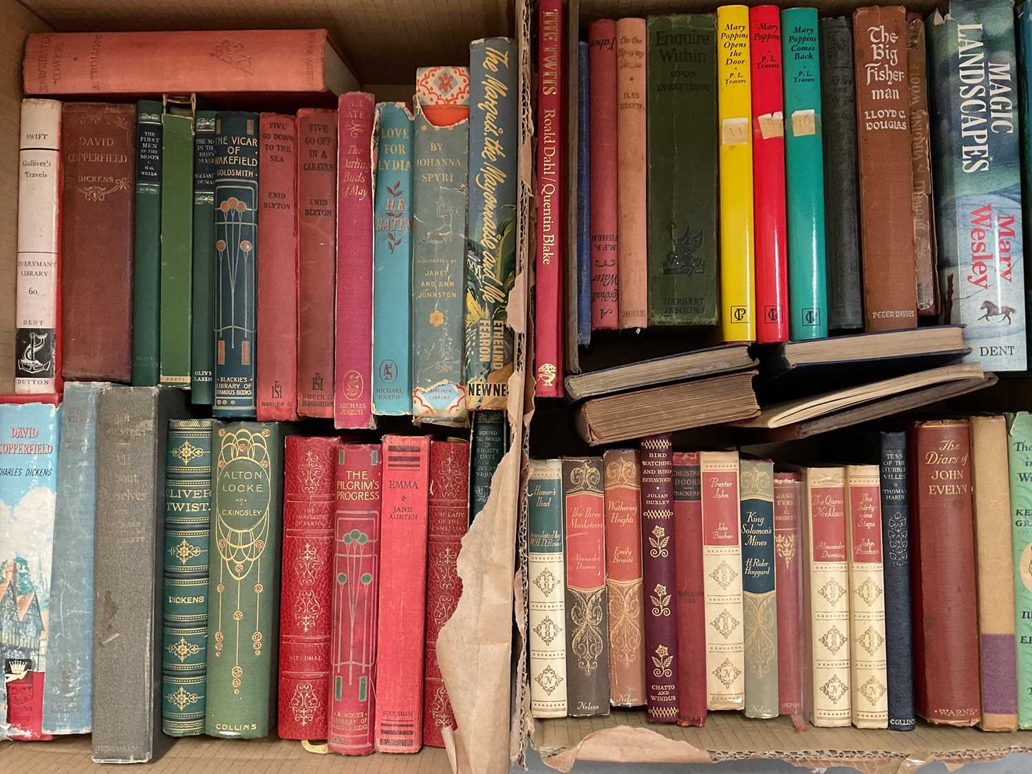 Lot 304 - Four boxes of antique and vintage books, plus Harry Potter novels