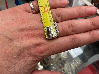 Lot 76 - Edwardian diamond five stone ring with five old cut diamonds in platinum millegrain setting on 18ct gold shank