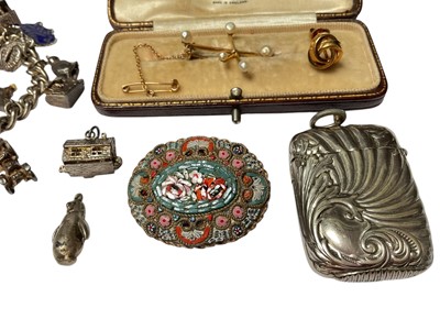 Lot 80 - Early 20th century gold and seed pearl 'Southern Cross' brooch, silver charm bracelet etc