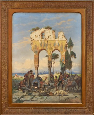 Lot 1334 - Carl Friedrich Heinrich Werner (1808-1894) large watercolour - 'Geribaldi', signed and dated 1867, label verso, 78cm x 61cm, in glazed gilt frame