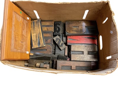 Lot 2476 - Collection of various wooden printing blocks (1 box)