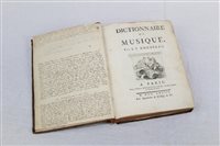 Lot 2579 - Books - J. J. Rouseau: Dictionnaire de Musical...