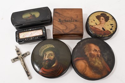 Lot 972 - Group of antique snuff boxes and objets vertu, including one with a portrait of St. Jerome