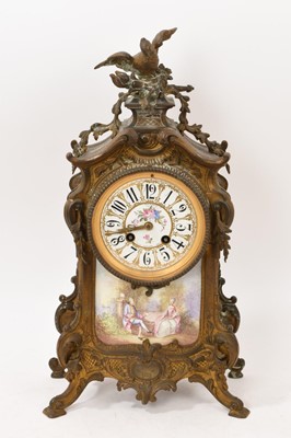 Lot 636 - Good 19th century French ormolu clock with Paris porcelain dial and panels
