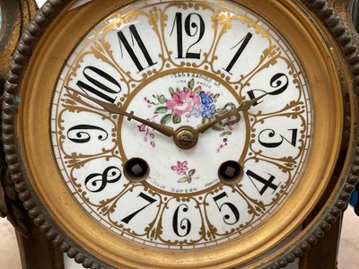 Lot 636 - Good 19th century French ormolu clock with Paris porcelain dial and panels