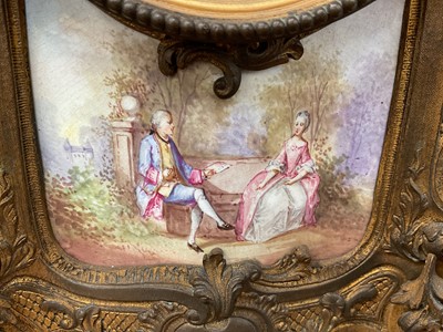 Lot 636 - Good 19th century French ormolu clock with Paris porcelain dial and panels